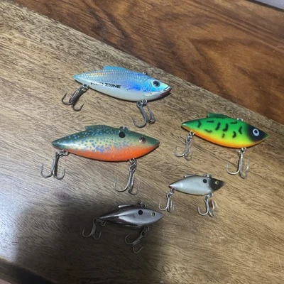 *5* Vintage Rat L Trap Fishing Lures. Crankbait. Red Zone. Trout. Smokey Joe - Image 1 of 4