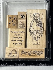 Stampin Up Brighter Days Rubber Stamps Ragdoll Bees Beehive Flowers - Picture 1 of 6