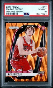 Baloncesto Matas Buzelis 2024 Panini Orange Seismic Prizm/199 (RC) #252 ¡PSA 10! - Imagen 1 de 2