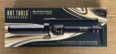 Hot Tools Profesional 1 1/4 Pulgada Negro Dorado Marcel Hierro/Pared Modelo HT1130BG Foto 1 de 2
