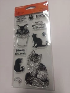Juego de estampillas de acrílico transparente Cat Friends Furever Fiskars 146920-1001 NUEVO - Imagen 1 de 1