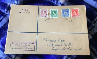 New Guinea 1937 Stamps Coronation of George VI on FDC registered Rabaul  RefD255 - Image 1 of 3