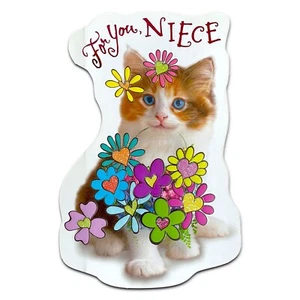 Cute BIRTHDAY Card FOR NIECE, Sweet Kitty Wishes by American Greetings +Envelope - Picture 1 of 4