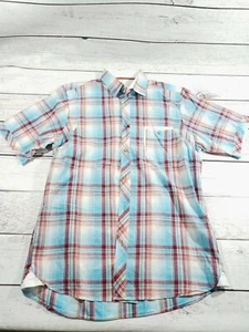 Men's M Luchiano Visconti Blue Short Sleeve Button Down Shirt N10 - Picture 1 of 9