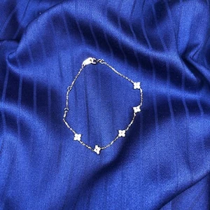 Gold Dainty Bracelet 925 Sterling Silver Jewelry Star Flower Cz Diamond Minimal - Picture 1 of 16