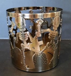 YANKEE CANDLE SKELETONS METAL JAR CANDLE HOLDER NIB - Picture 1 of 8