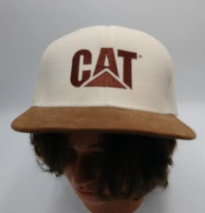 Cat Caterpillar Brown Trucker Hat Snapback Cap Brown Suede Bill - Picture 1 of 6