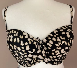 John Lewis Bikini Top Size 32E Rio Animal Print Multi-way Black & Beige BNWT - Picture 1 of 3