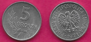 POLEN 5 GROSZY 1971 UNC DER WEISSE ADLER, NATIONALWAPPEN POLENS, POSTFRISCH MA - Bild 1 von 1