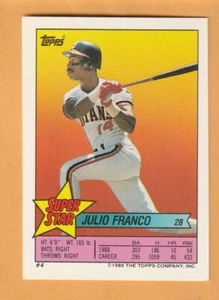 Pegatina trasera Julio Franco Cleveland Indians 1989 Topps #4 12J - Imagen 1 de 2