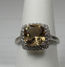 Bolivian Natural Champagne Quartz and White Topaz  Sterling Silver Ring  3.30ct
