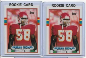 2 1989 TOPPS 90T ROOKIE CARD LOT DERRICK THOMAS KANSAS CITY CHIEFS CRIMSON TIDE - Bild 1 von 2