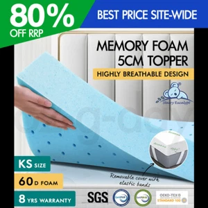 STARRY EUCALYPT Memory Foam Mattress Topper Ventilated Gel Bamboo 5cm KS - Picture 1 of 12
