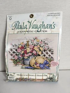 Paula Vaughan's Counted Cross Stitch Kit Midsummer Roses Golden Needle 113965 - Picture 1 of 6