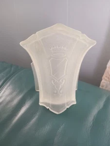 Vintage Frosted Slip Shade Light Cover Sconce Wall Crown Shield Art Deco Home - Picture 1 of 10