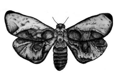 MARKENLOS Totenkopf Motte | Detailgetreues Temporäres Tattoo Body Sticker TTM 9,2 x 4,5 cm