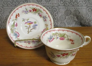Old Ivory Syracuse China OPCO Flowers Bird Bombay Teacup and Saucer - USA - Picture 1 of 6