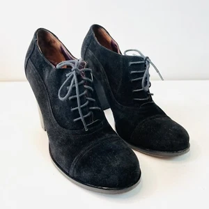 Manas Lea Foscati Size 40 9 Black Suede Ankle Boots Booties With Block Heel Shoe - Picture 1 of 16