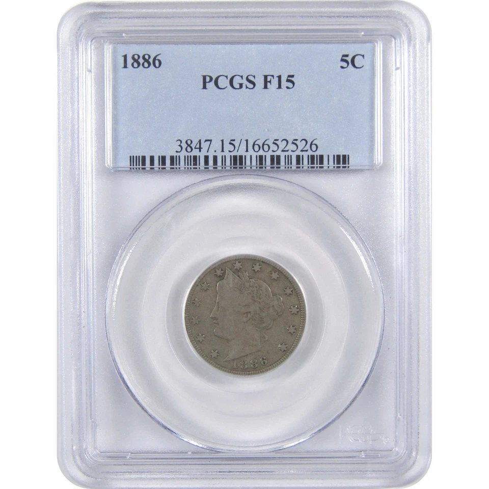 1886 Liberty Head V Nickel F 15 PCGS 5c Coin SKU:I18141 - Image 1 of 4