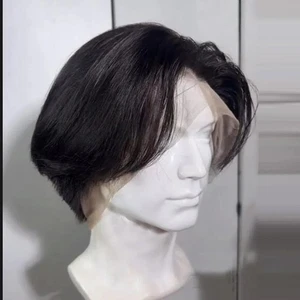 Men Wig Brazilian Remy Full Lace Human Hair Wig Pre Plcuked Shaved Cut Male Wig - Picture 1 of 12