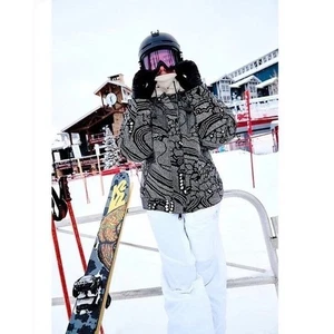 Free People Movement Bunny Slope Damen-Schnee-Skijacke schwarz-weiß bedruckt - Bild 1 von 13