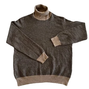 Misternic Men's 100% Cashmere Brown Black Turtleneck Sweater 50 Medium EUC - Picture 1 of 16