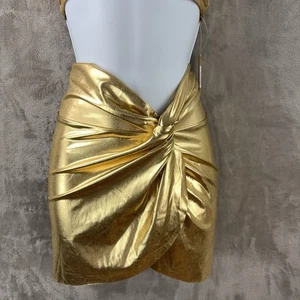 Traje de baño Skims mini falda pareo para mujer talla XXS dorado metálico brillante - Imagen 1 de 4