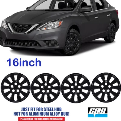 4 Pack 16" Hubcaps For 2013-2019 Nissan Sentra Black Steel Wheel Rim Covers R16 - Изображение 1 из 4