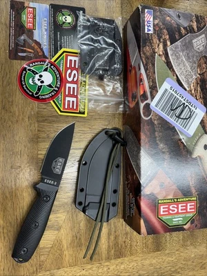 ESEE Model 3 Fixed Knife 3.88" 1095HC Steel Full Tang Blade Black 3D G10 Handle - Image 1 of 4