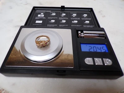 Anillo de mujer de oro de 10 quilates marcado con 5 piedras preciosas de zafiro rojo 2+ gramos Foto 1 de 4