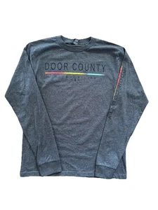 Door County Outdoor Life Langarm T-Shirt Gr. S grau Regenbogen Racing Streifen - Bild 1 von 7