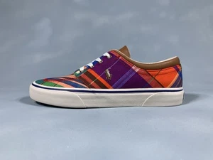 Polo Ralph Lauren Faxon X Plaid Multicolor Casual Shoes Sneakers 1087 Men's 9 - Picture 1 of 9