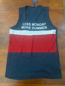 MANIAC MEN Tank Top Tee BLUE RED White XL NEW - Picture 1 of 9