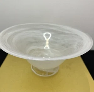 White Swirl  Candy Dish Art Glass  24” Diameter 4.25’” Height - Picture 1 of 7