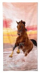 Telo Mare Cavallo in spiaggia spugna cotone cinigliato asciugamano 80x160 cm - Picture 1 of 5