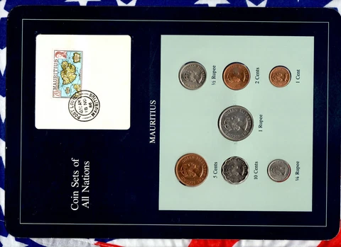 Coin Sets of All Nations Mauritius 1978 UNC 1/4,1/2,1 Rupee 10,5,2,1 Cents Cover