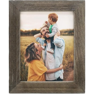 11x14 Rustic Farmhouse Picture Frame Weathered Grey with Easel Display Foto 1 de 4