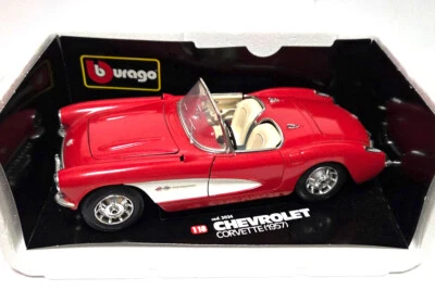 NOS! Bburago 3024 Chevrolet Corvette 1957 rot Maßstab 1:18  - Bild 1 von 2