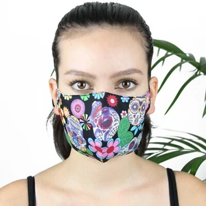 HANDMADE UK FACE MASK MOUTH COVER SKULLS COTTON 3 LAYERS ADJUSTABLE EAR WASHABLE - Picture 1 of 6