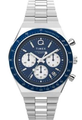 Orologio Uomo TIMEX Q DIVER TW2W51600 Chrono Bracciale Acciaio Blu Vintage - Immagine 1 di 4