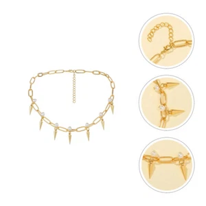 Versatile Necklace Cuban Link Chain Necklace Vintage Rivet Jewelry - Picture 1 of 12