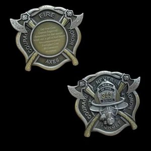 911 Never Forget 343 Bombero Grabable Desafío Moneda REGALO PIN UP TUN - Imagen 1 de 9