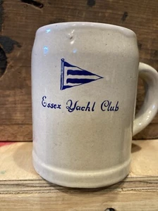 ESSEX YACHT CLUB Vintage Stoneware Mug Stein Connecticut LI Sound Burgee 1950s - Picture 1 of 5