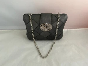 HTF schöne BRIGHTON Hartschale Handtasche Geldbörse dunkelgrau Kette Strasssteine - Bild 1 von 8