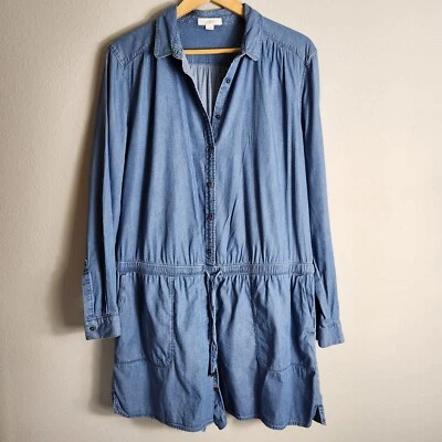 Mameluco Ann Taylor Loft para mujer azul cambray manga larga talla XL Foto 1 de 4