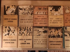 Set Of 14 Contes et Legendes 1950s Illustrated Chromolithographs Nathan - Picture 1 of 7