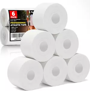 Professional 6 Pack White Athletic Sports Tape - 1.5 Inch × 30 Feet per Roll | T - Picture 1 of 12