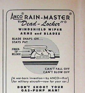 1948 Anco Rain-Master Dead Locker Windshield Wiper Arm & Blades 1940s Print Ad - Picture 1 of 2