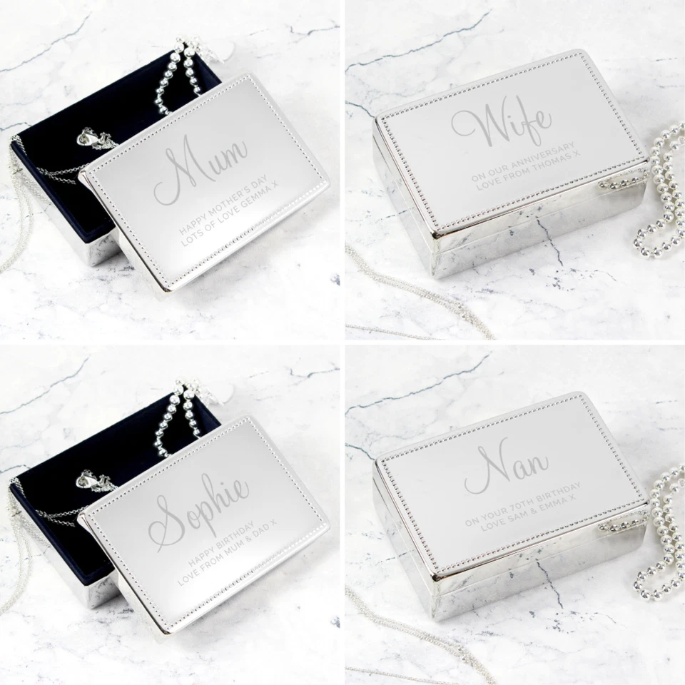 PERSONALISED Jewellery Box Gifts For Her My Wife Girlfriend Girls Birthday Idea - Image 1 of 1