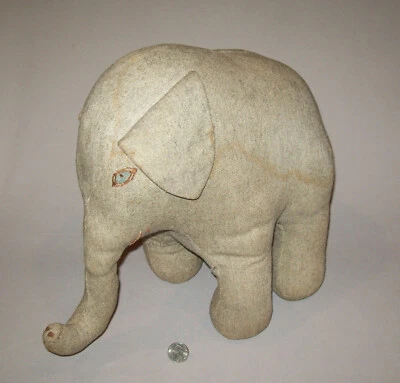 Antique Vtg 19th C 1800s Large Folk Art Stuffed Elephant Child Toy Amish AAFA - Image 1 of 4